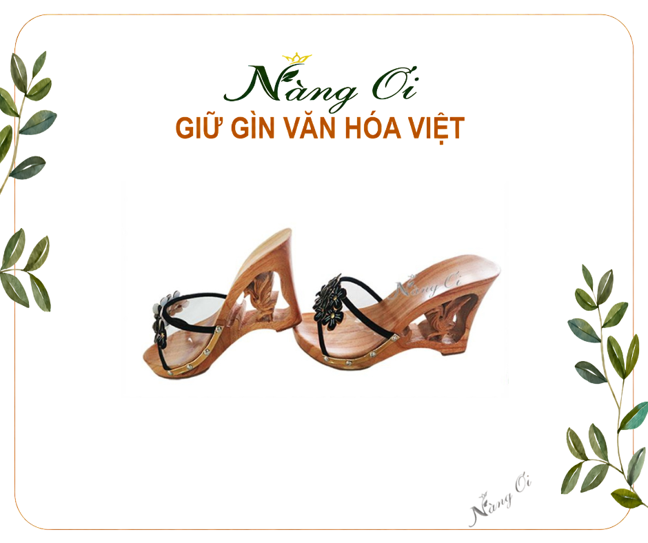 Guốc gỗ chạm khắc phượng hoàng cao 10cm